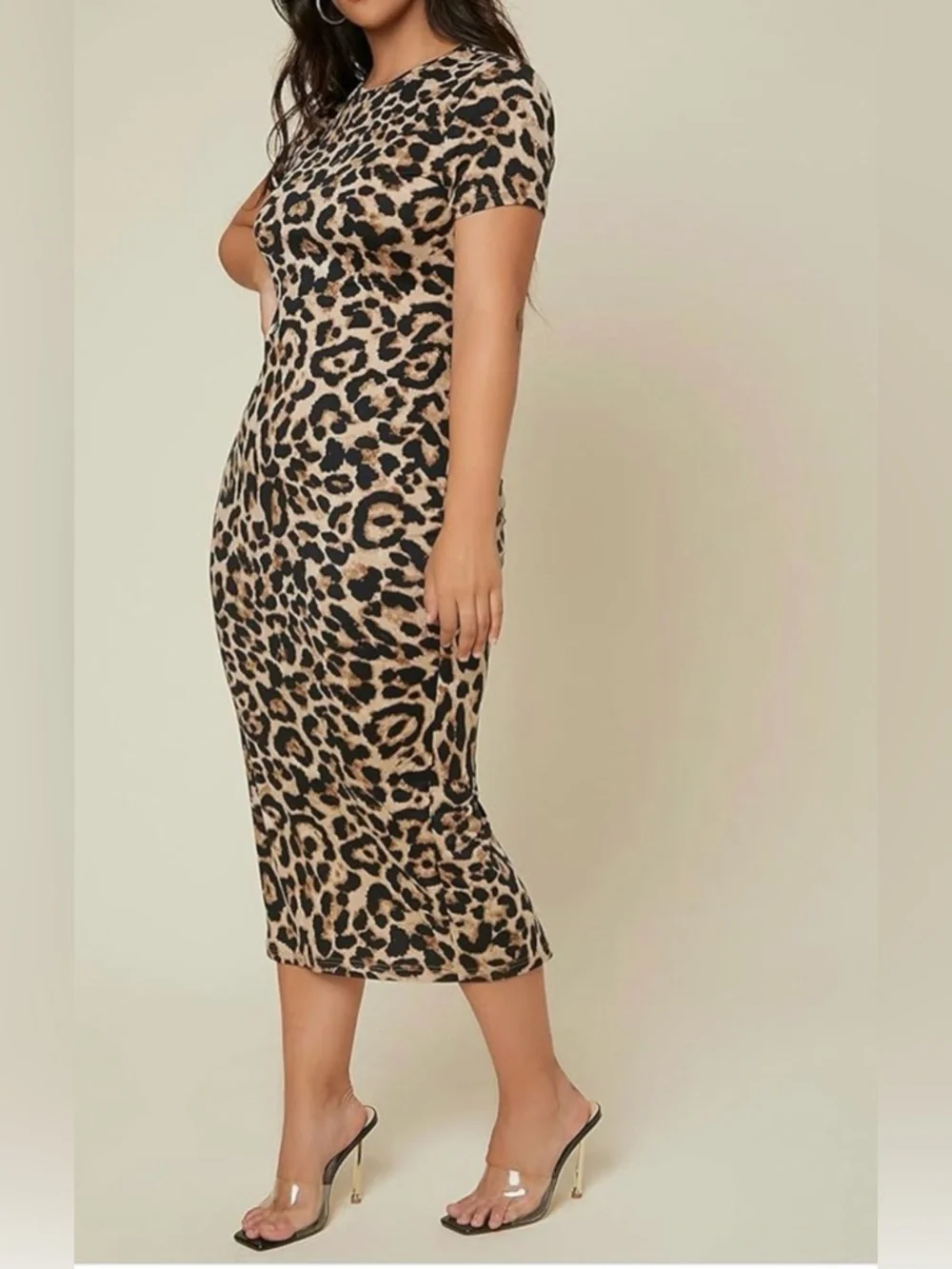 Absolutely ❤️ It !! Leopard Print Shift Stretchy Classic Comfort Dress 2XL NWT - Picture 2 of 10